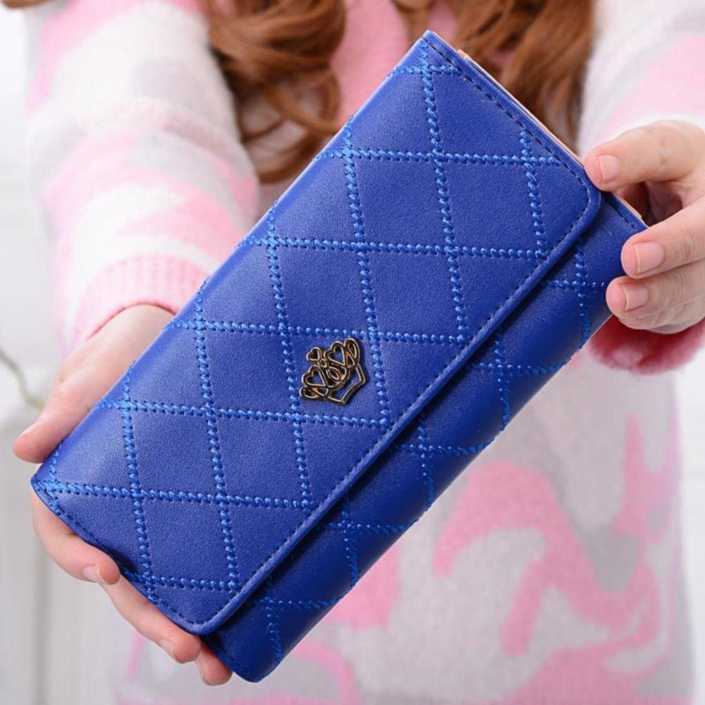 Crown Rhombus Pattern Wallet In Blue